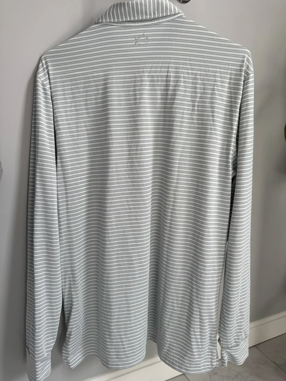Southern Tide Men's Long-Sleeve Striped Polo - Light Gray & White - Picture 2 of 3